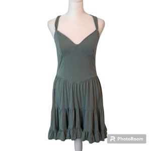 RARE Intimately by Free People Ellie Slip Dress with Corset Front and Ruffles